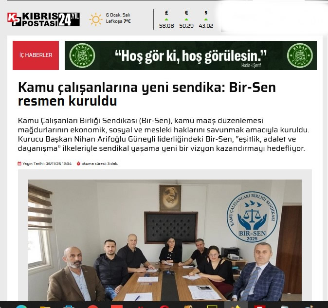 Kıbrıs Postasında Bir-Sen